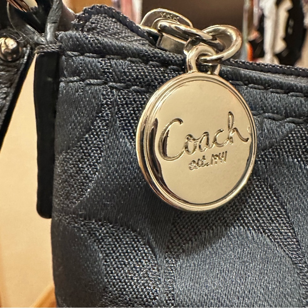 Coach Gunmetal Grey Signature Shoulder Bag, EUC - Picture 9 of 11